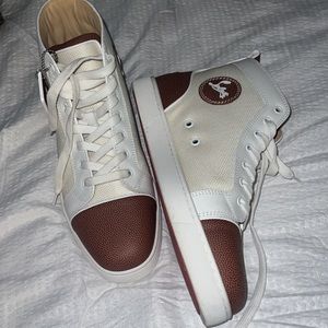 White and brown toe covers christian louboutin
